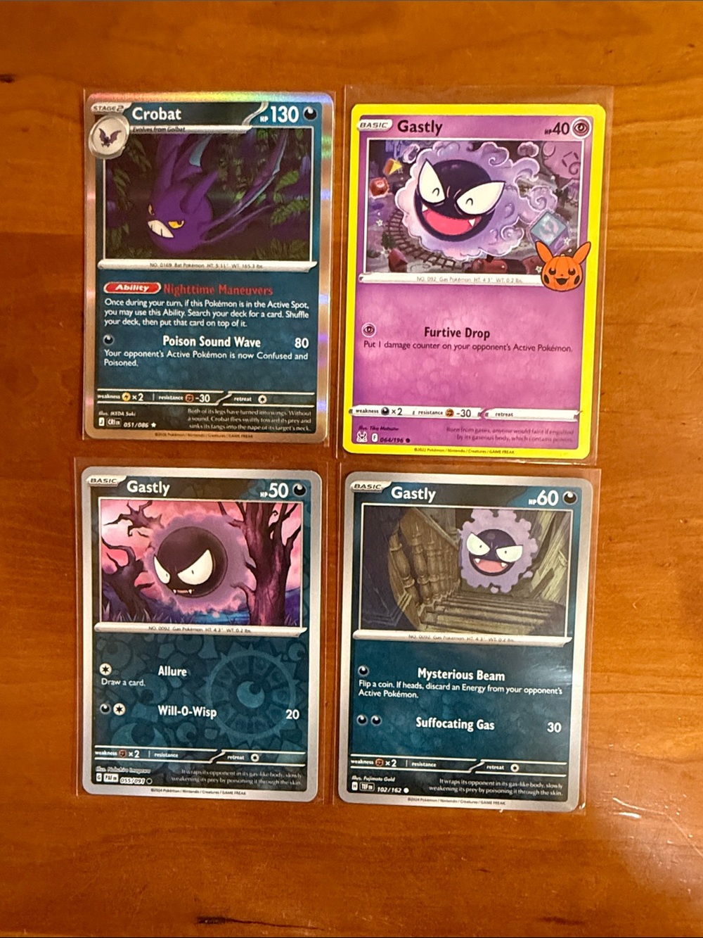 Pokemon Men's Crobat and Gastly Purple Blue Trading Card Set